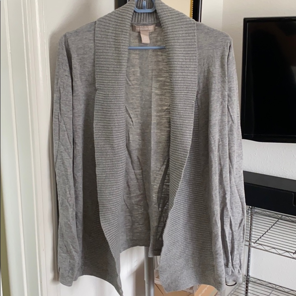 Banana Republic Gray Cotton Shawl Collar Swearer